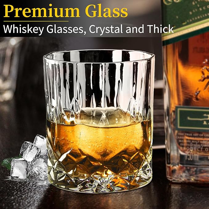 Juego de 2 vasos de whisky de diamante de 300 ml, vasos de whisky escocés, bourbon, brandy, ron, cóctel, hogar, bar, fiesta, hombres