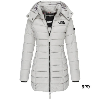 Chaqueta acolchada de longitud media para mujer, chaqueta cálida con capucha de color liso, de invierno