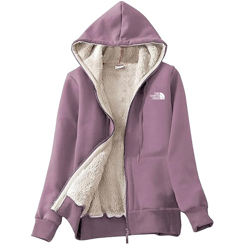 TNF Women's Casual Full Zip Up Sherpa Lined Hoodie Sweatshirt Jacket Coat