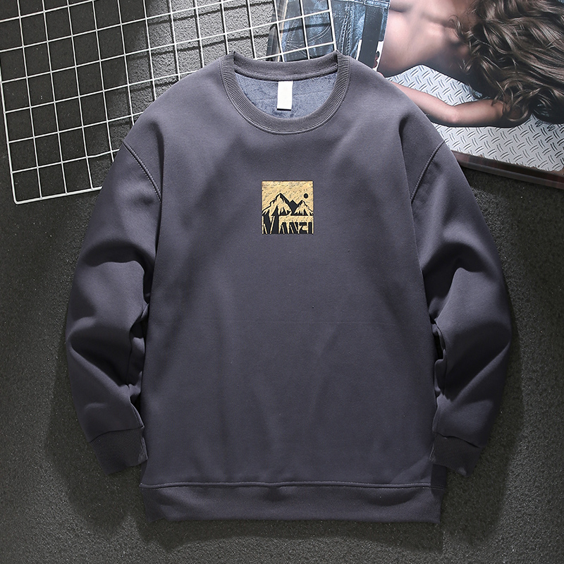 [Copy]American trendy printed sweatshirt with floral velvet and thickening