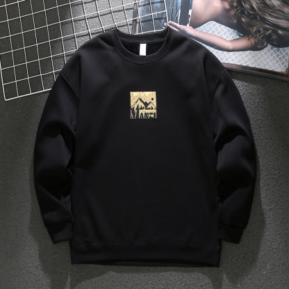 [Copy]American trendy printed sweatshirt with floral velvet and thickening