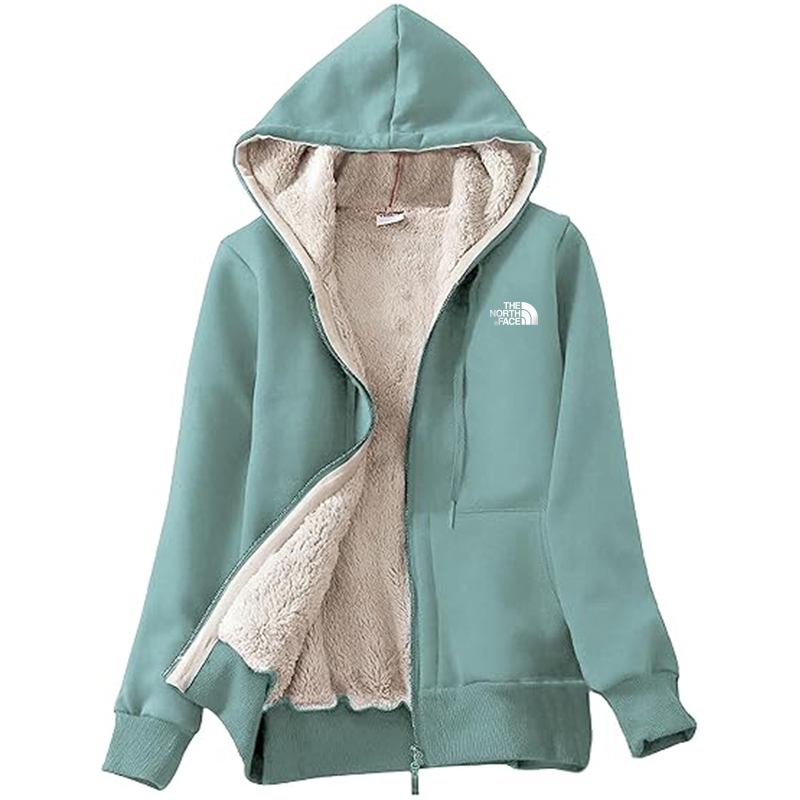 TNF Women's Casual Full Zip Up Sherpa Lined Hoodie Sweatshirt Jacket Coat