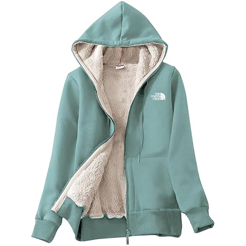 TNF Women's Casual Full Zip Up Sherpa Lined Hoodie Sweatshirt Jacket Coat