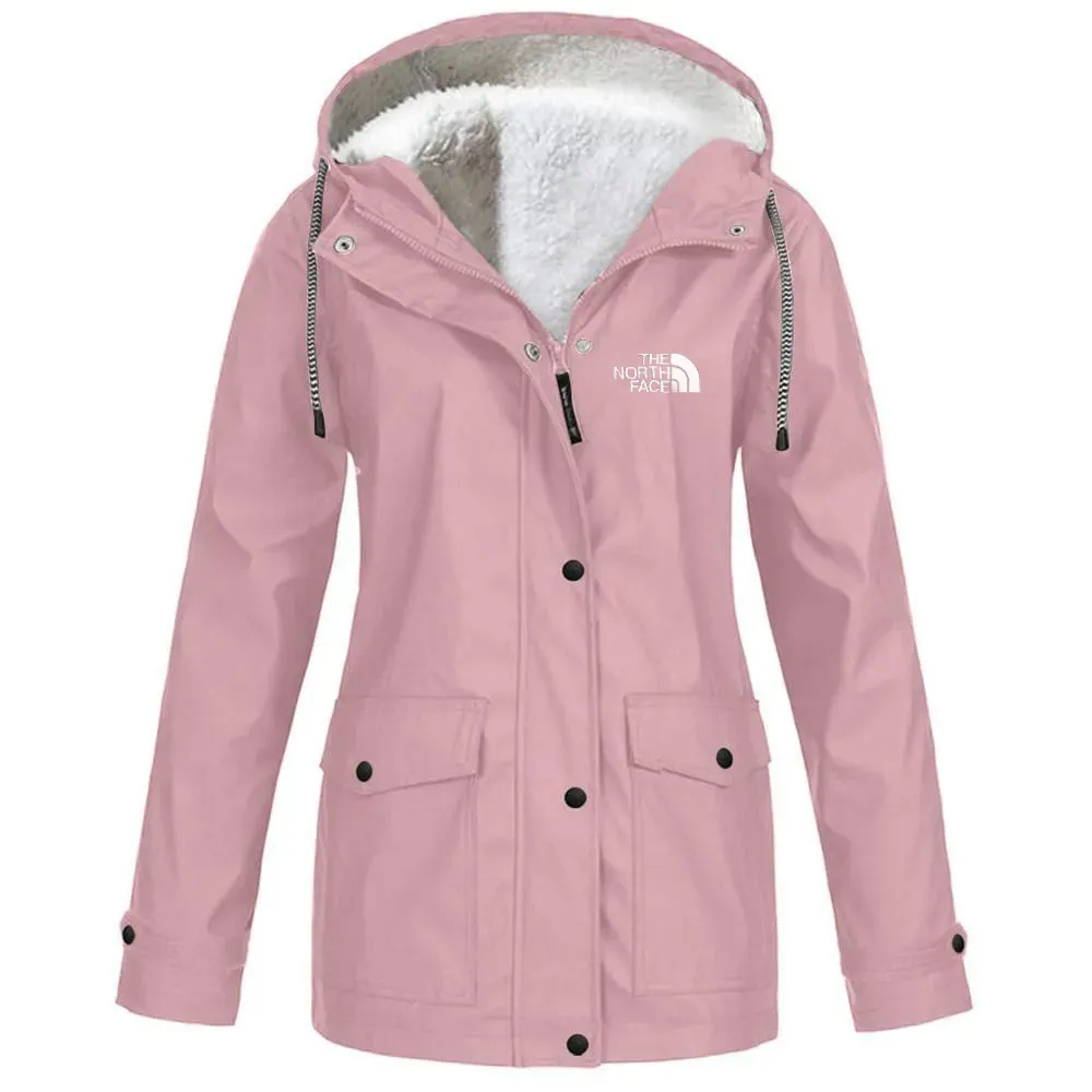 Women's fleece windproof hooded jacket