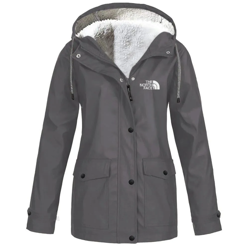 Women's fleece windproof hooded jacket