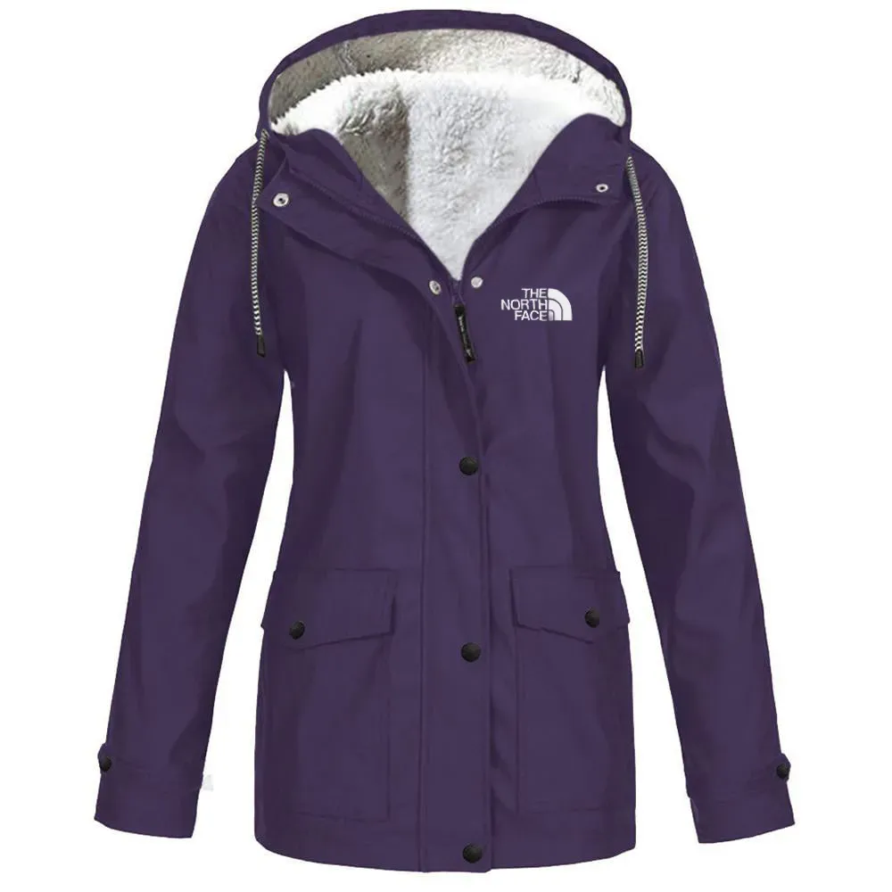 Women's fleece windproof hooded jacket