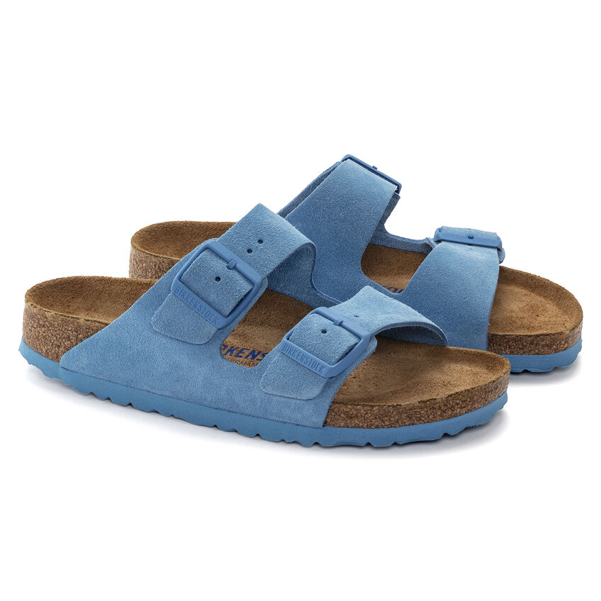 Birketthhnstock Arizona Soft Footbed Suede Leather Blue