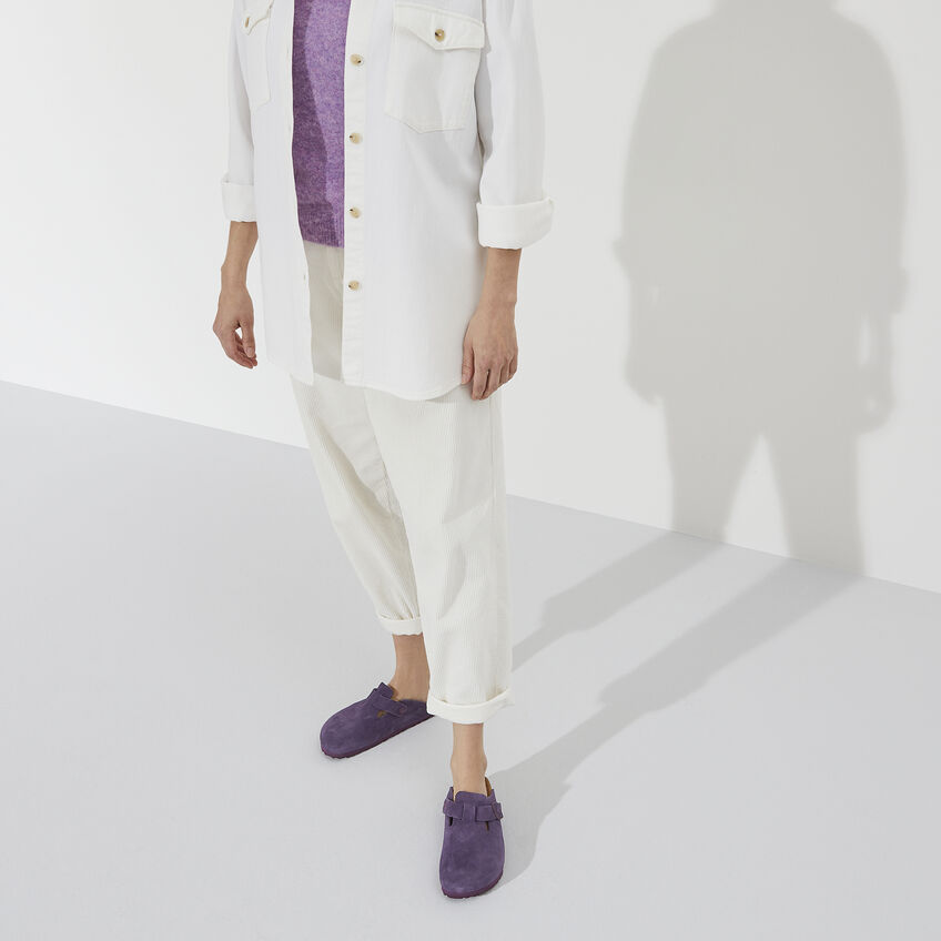 Birketthhnstock Boston Soft Footbed Suede Leather Wine