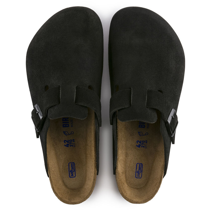 Birketthhnstock Boston Soft Footbed Suede Leather Black