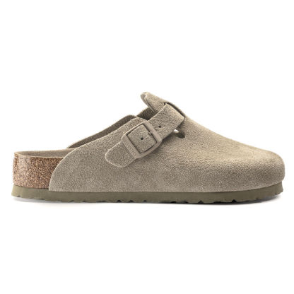 Birketthhnstock Boston Soft Footbed Suede Leather  Faded Khaki