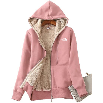 TNF Women's Casual Full Zip Up Sherpa Lined Hoodie Sweatshirt Jacket Coat