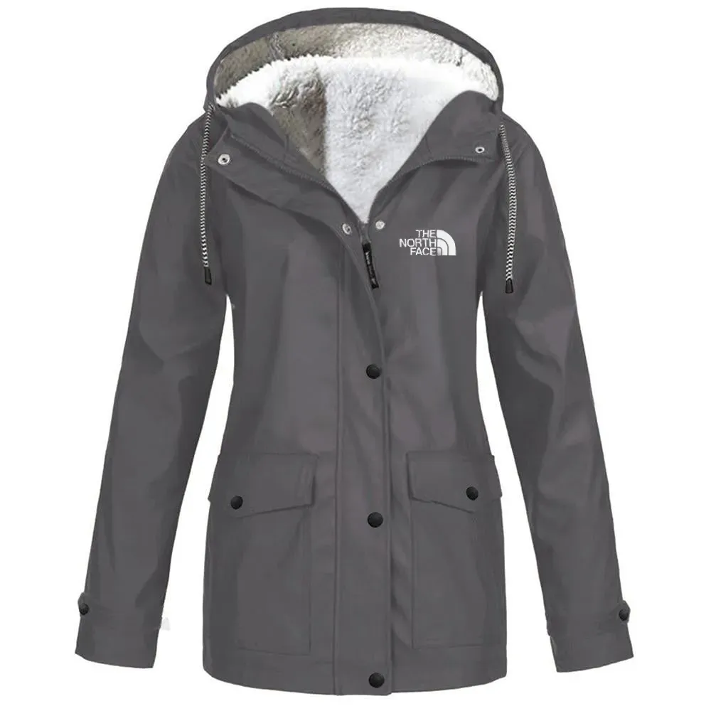 Women's fleece windproof hooded jacket