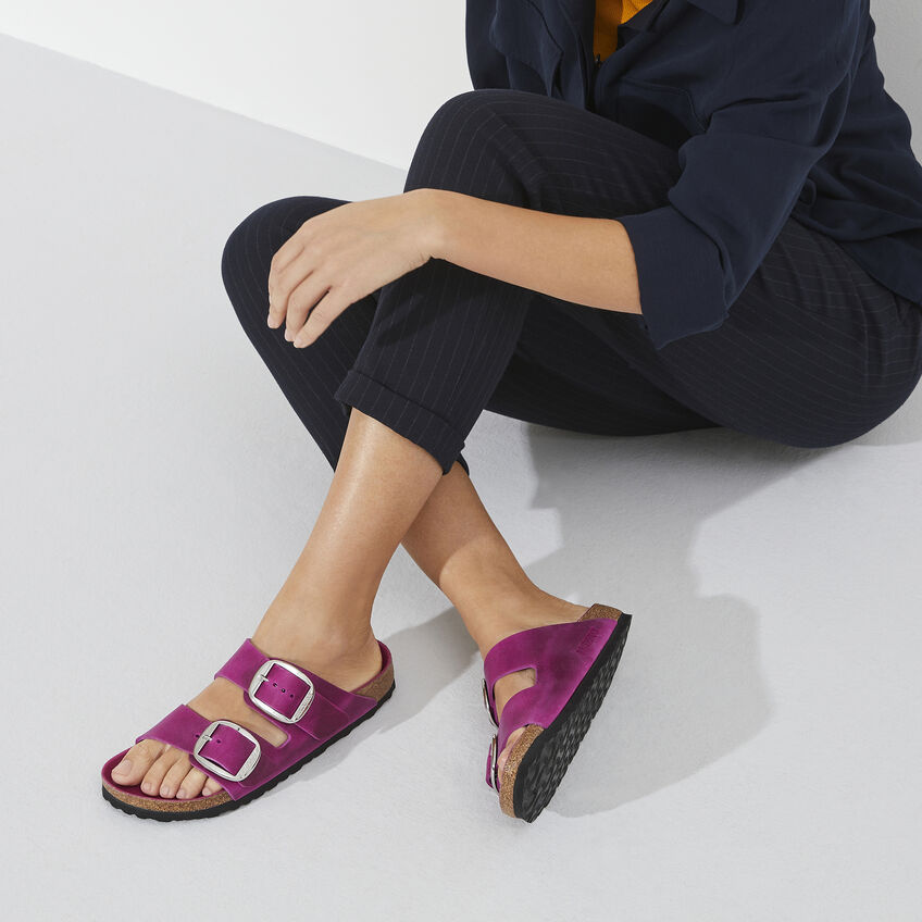 Birketthhnstock Arizona Big Buckle Oiled Leather Festival Fuchsia