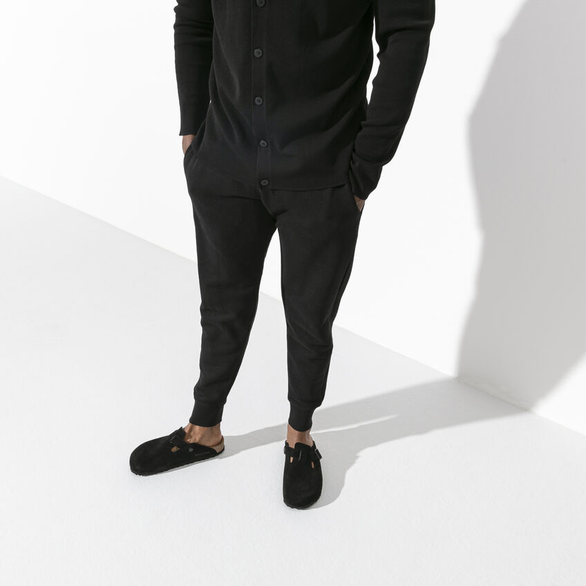 Birketthhnstock Boston Soft Footbed Suede Leather Black