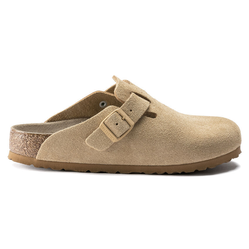 Birketthhnstock Boston Soft Footbed Suede Leather Latte Cream