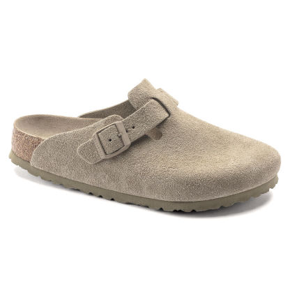 Birketthhnstock Boston Soft Footbed Suede Leather  Faded Khaki