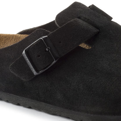 Birketthhnstock Boston Soft Footbed Suede Leather Black