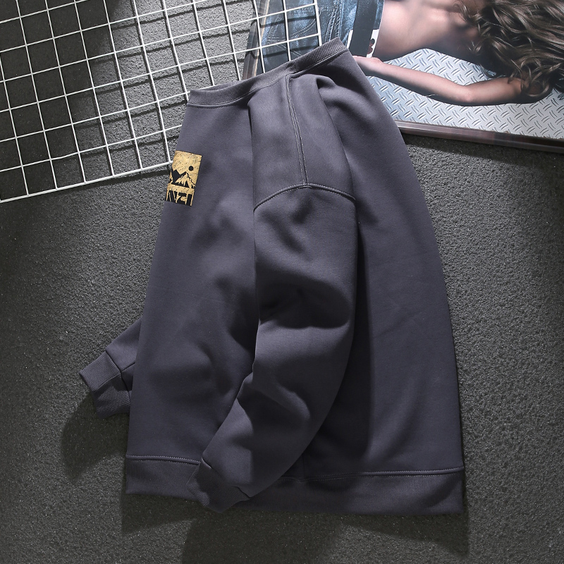 [Copy]American trendy printed sweatshirt with floral velvet and thickening