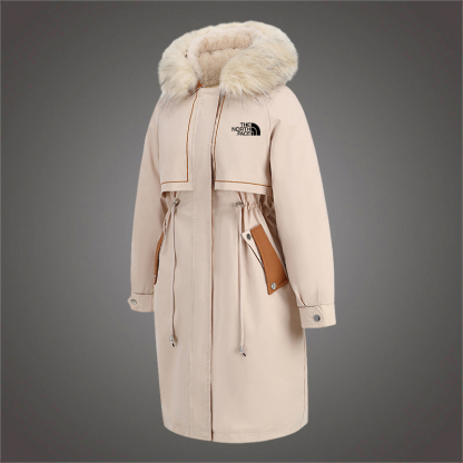 Parker cotton jacket winter mid-length fur collar velvet two-piece set