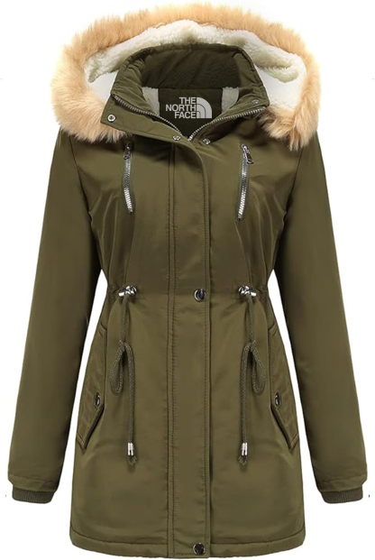 TNF Winter Hooded Zip-Up Parka Jacket-WOMEN'S