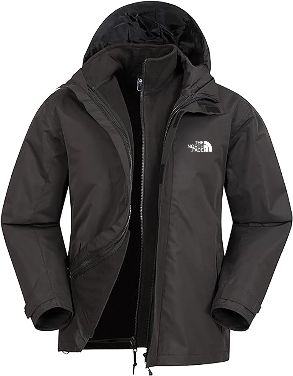 3 in 1 Water Resistant Jacket - Adjustable Hood Mens Coat, Detachable Inner Fleece Rain Jacket, Pockets -Winter Clothing for Walking, Travel