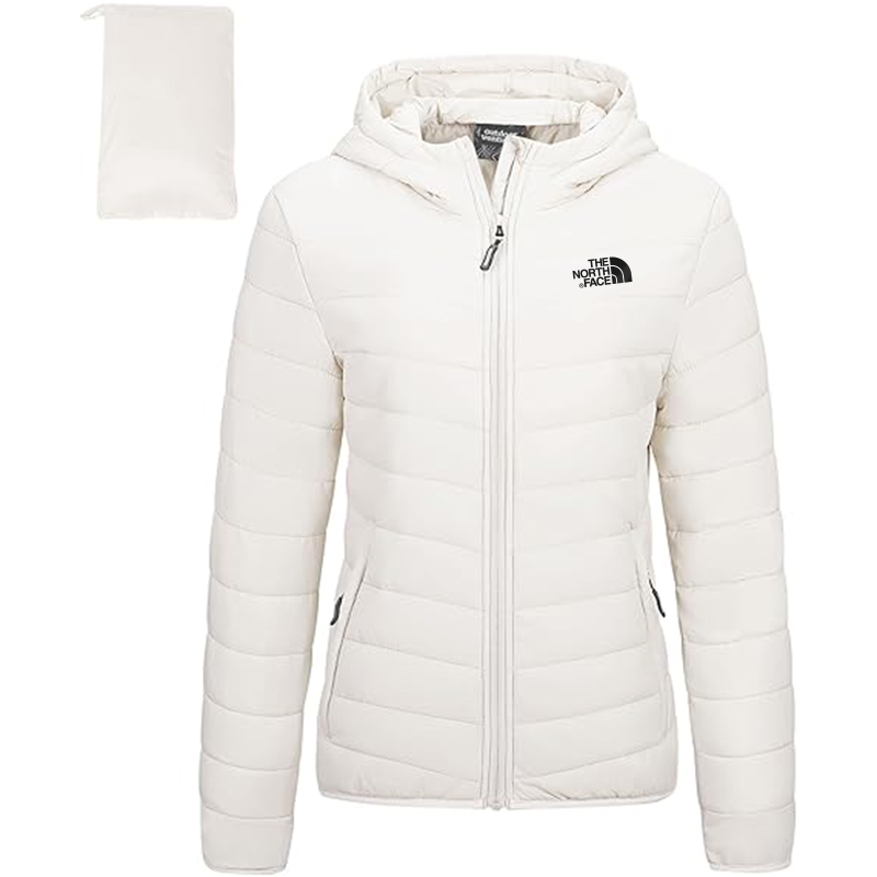 Giacca Piumino Leggera Pieghevole da Donna Outdoor Ventures con Cappuccio – Chiusura a Zip, Trapuntata per l’Inverno