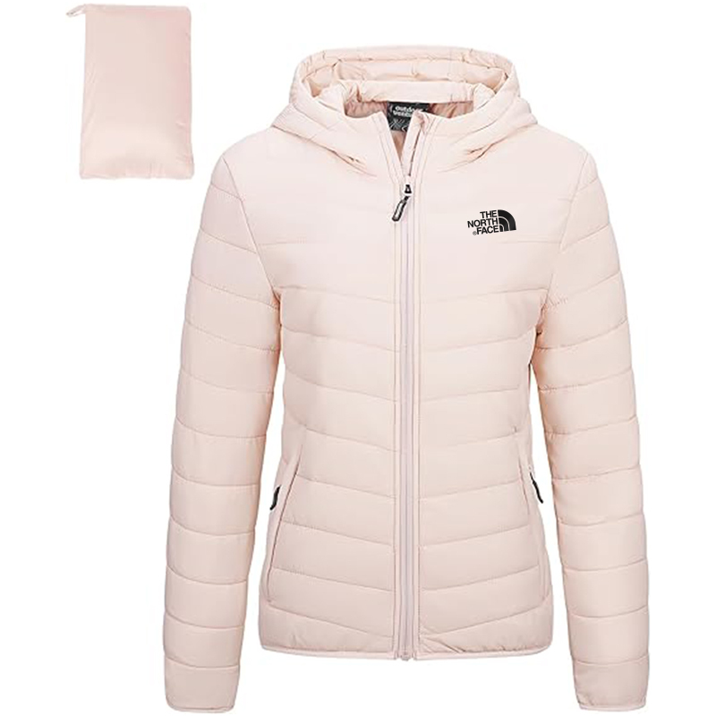 Giacca Piumino Leggera Pieghevole da Donna Outdoor Ventures con Cappuccio – Chiusura a Zip, Trapuntata per l’Inverno