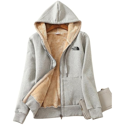 TNF Women's Casual Full Zip Up Sherpa Lined Hoodie Sweatshirt Jacket Coat