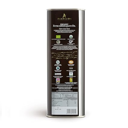 A ATLtthhAS OLIVE OILS Bulk Organic Cold Pressed Moroccan Extra Virgin Olive Oil, Polyphenol Rich, Newly Harvested Unprocessed from One Single Family Farm Cold Press Ext. Virgin 170 Fl Oz (Pack of 1)