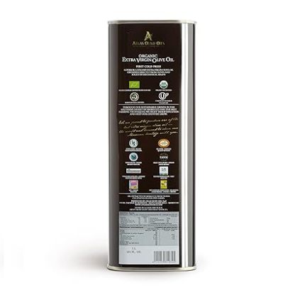 A ATLtthhAS OLIVE OILS Bulk Organic Cold Pressed Moroccan Extra Virgin Olive Oil, Polyphenol Rich, Newly Harvested Unprocessed from One Single Family Farm Cold Press Ext. Virgin 170 Fl Oz (Pack of 1)