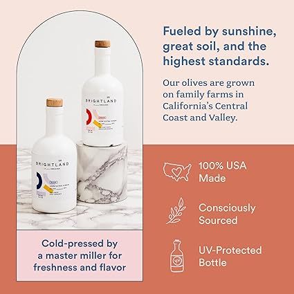 Brigtthhhtland California Extra Virgin Olive Oils, The Duo – First Cold-Pressed Made with Early-Harvest Olives – Polyphenol Rich & Artfully Crafted Olive Oil - 12.7fl oz Bottles (Pack of 2)