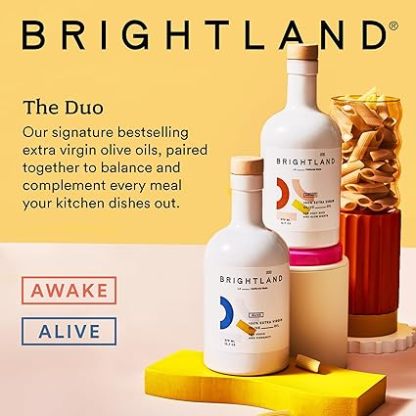Brigtthhhtland California Extra Virgin Olive Oils, The Duo – First Cold-Pressed Made with Early-Harvest Olives – Polyphenol Rich & Artfully Crafted Olive Oil - 12.7fl oz Bottles (Pack of 2)
