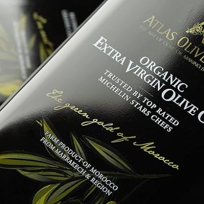 A ATLtthhAS OLIVE OILS Bulk Organic Cold Pressed Moroccan Extra Virgin Olive Oil, Polyphenol Rich, Newly Harvested Unprocessed from One Single Family Farm Cold Press Ext. Virgin 170 Fl Oz (Pack of 1)
