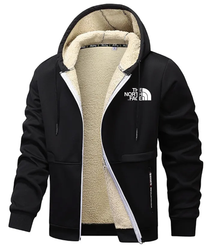 2025 TNF-Men's Fleece Jacket Side Pocket with Zipper Casual Hoodie