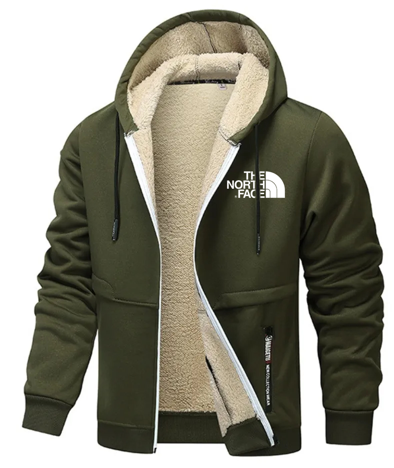 2025 TNF-Men's Fleece Jacket Side Pocket with Zipper Casual Hoodie