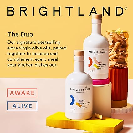 Brigtthhhtland California Extra Virgin Olive Oils, The Duo – First Cold-Pressed Made with Early-Harvest Olives – Polyphenol Rich & Artfully Crafted Olive Oil - 12.7fl oz Bottles (Pack of 2)