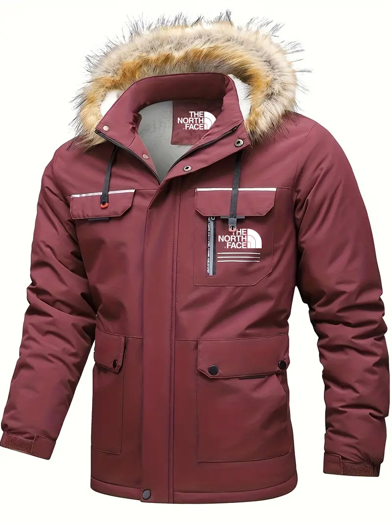 2025 TNF-Sweat à capuche tendance avec fourrure, veste décontractée avec poches