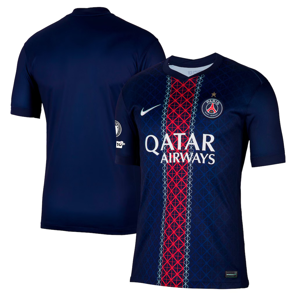 Maillot Domicile Stadium PSG Nike 25/26 avec Badge Champions d'Europe et UEFA Foundation 10 ans