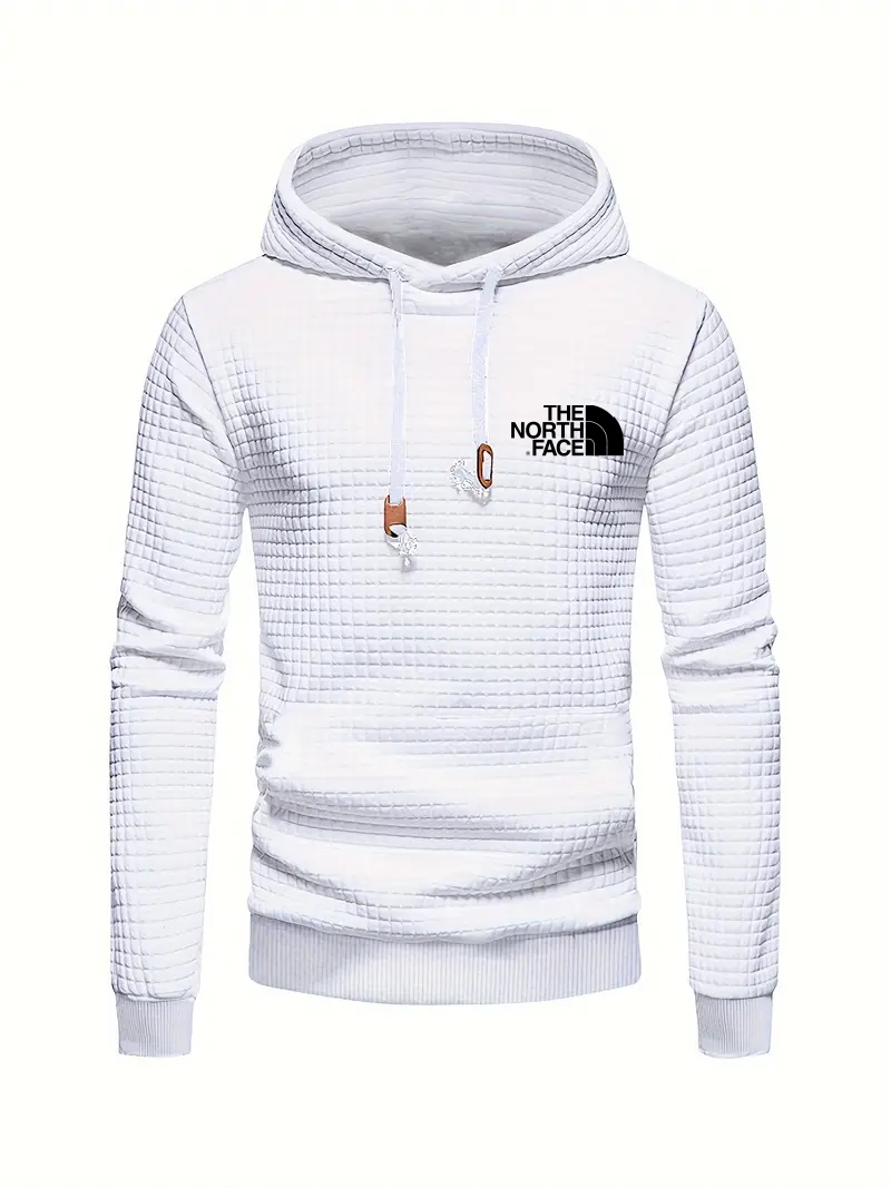THE NORthtTH FACE Sweat à capuche gaufré décontracté pour homme avec cordon de serrage, idéal pour les sports de plein air au printemps et en automne