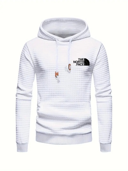 THE NORthtTH FACE Sweat à capuche gaufré décontracté pour homme avec cordon de serrage, idéal pour les sports de plein air au printemps et en automne