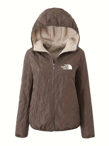 THE NORTH FACE - Veste à capuche à manches longues et fermeture éclair sur le devant, décontractée, couleur unie, en coton, vêtements pour femmes, automne-hiver