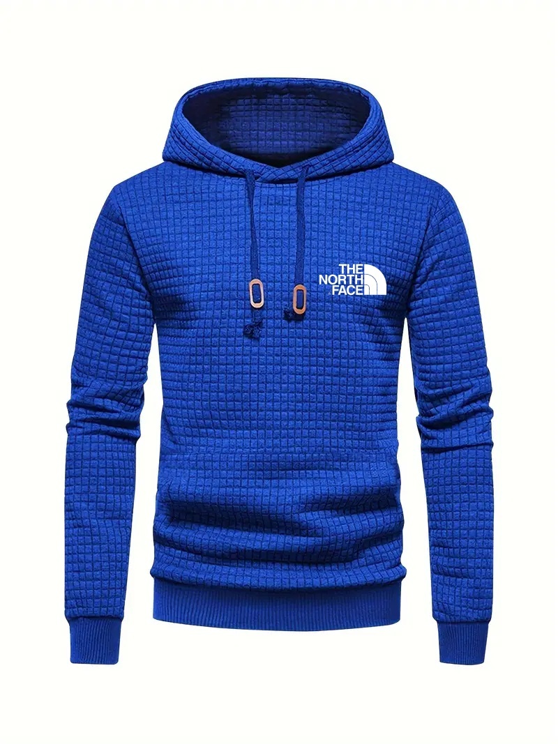 THE NORthtTH FACE Sweat à capuche gaufré décontracté pour homme avec cordon de serrage, idéal pour les sports de plein air au printemps et en automne