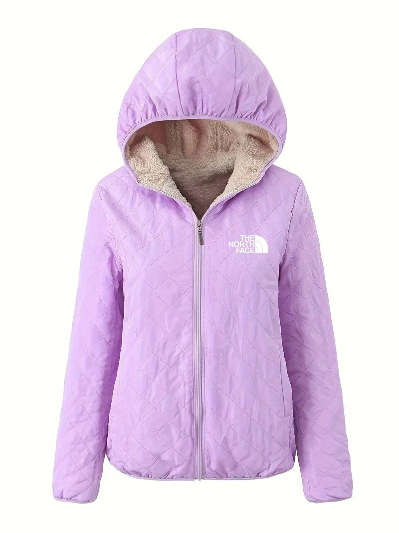 THE NORTH FACE - Veste à capuche à manches longues et fermeture éclair sur le devant, décontractée, couleur unie, en coton, vêtements pour femmes, automne-hiver