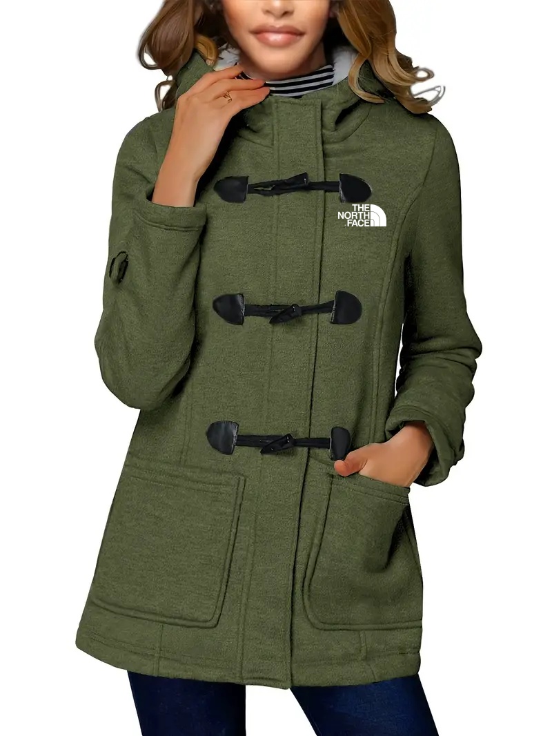 THE NORTH FACE - Manteau boutonné en tweed de couleur unie, veste à capuche à manches longues et poches pour femme, mode automne et hiver