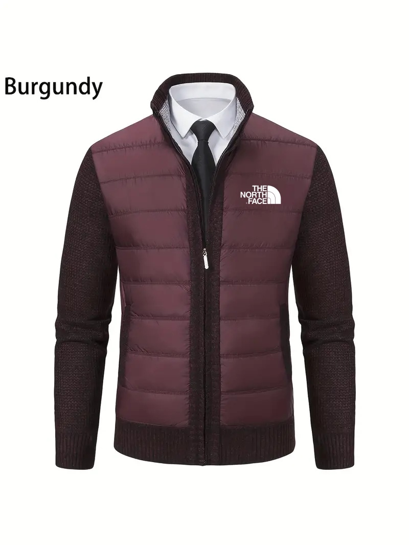 THE NORthtTH FACE-Cardigan décontracté en tricot à col mandarin pour homme avec doublure en polyester et manches longues dans un haut en tissu extensible léger et uni.