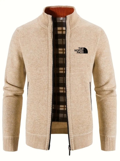 THE NORthtTH FACE-Cardigan chaud à col montant pour homme, confortable, avec poche zippée, en tricot, pour l'automne et l'hiver