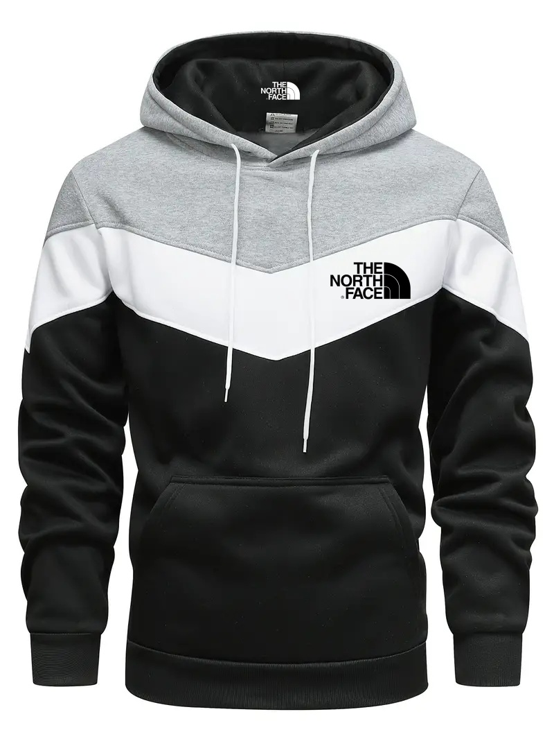 THE NORthtTH FACE Sweat-shirt à carreaux colorés pour homme - Design graphique décontracté avec capuche et poche kangourou