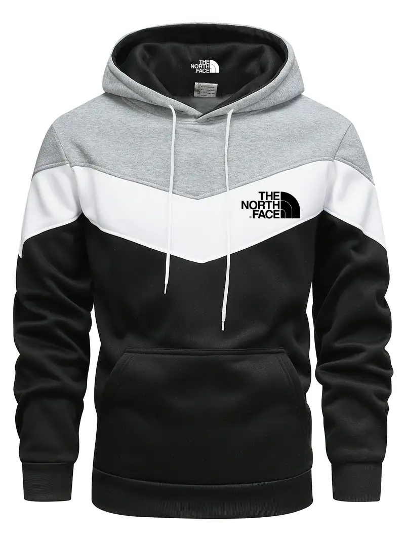 THE NORthtTH FACE Sweat-shirt à carreaux colorés pour homme - Design graphique décontracté avec capuche et poche kangourou