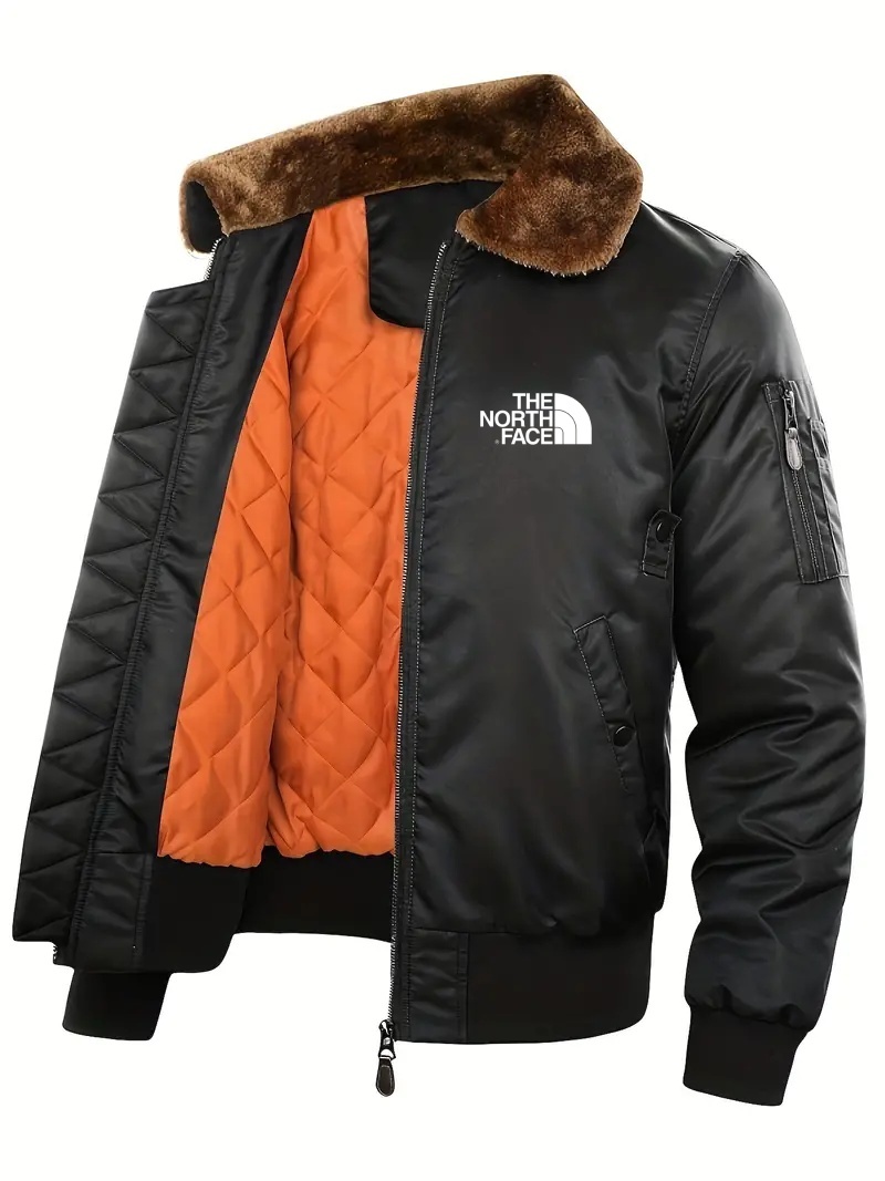 THE NORthtTH FACE-Doudoune chaude et décontractée pour homme avec col en fourrure, veste épaisse zippée et poche - Veste d'hiver