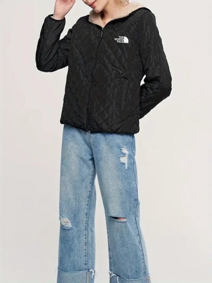 THE NORTH FACE - Veste à capuche à manches longues et fermeture éclair sur le devant, décontractée, couleur unie, en coton, vêtements pour femmes, automne-hiver